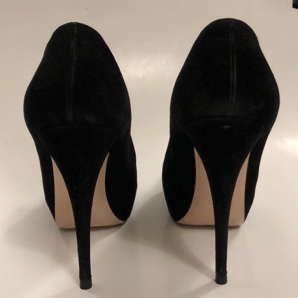 Miu Miu 41 High Heel Black Suede shoe pump platform all leather Excellent Condit - Picture 6 of 12
